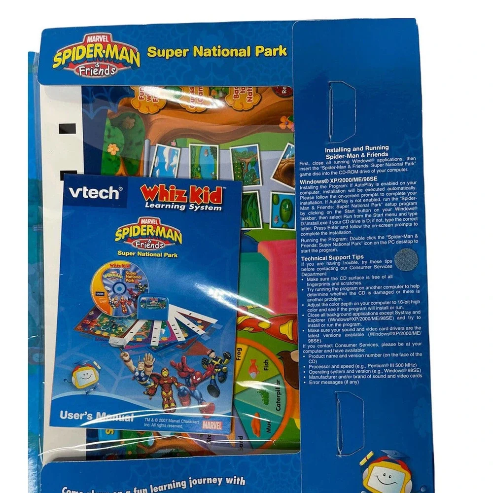 V Tech Whiz Kid CD & Cartridge Marvel Spider-Man‎ & Friends Super National Park